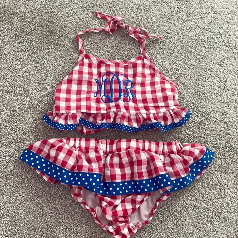 Boutique monogrammed bikini girls size 8